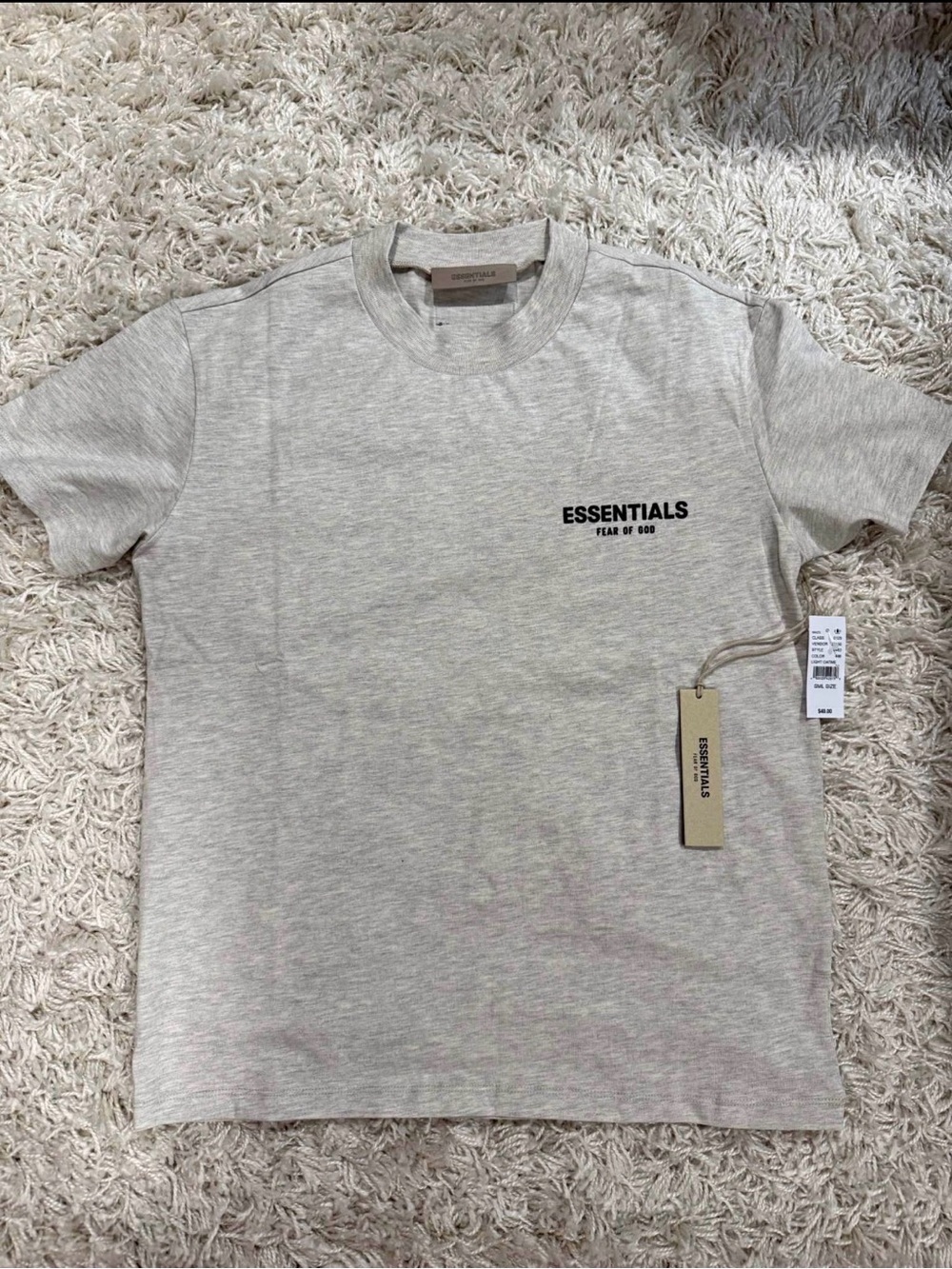 ESSENTIALS Fear of God Light Oatmeal Logo Tee